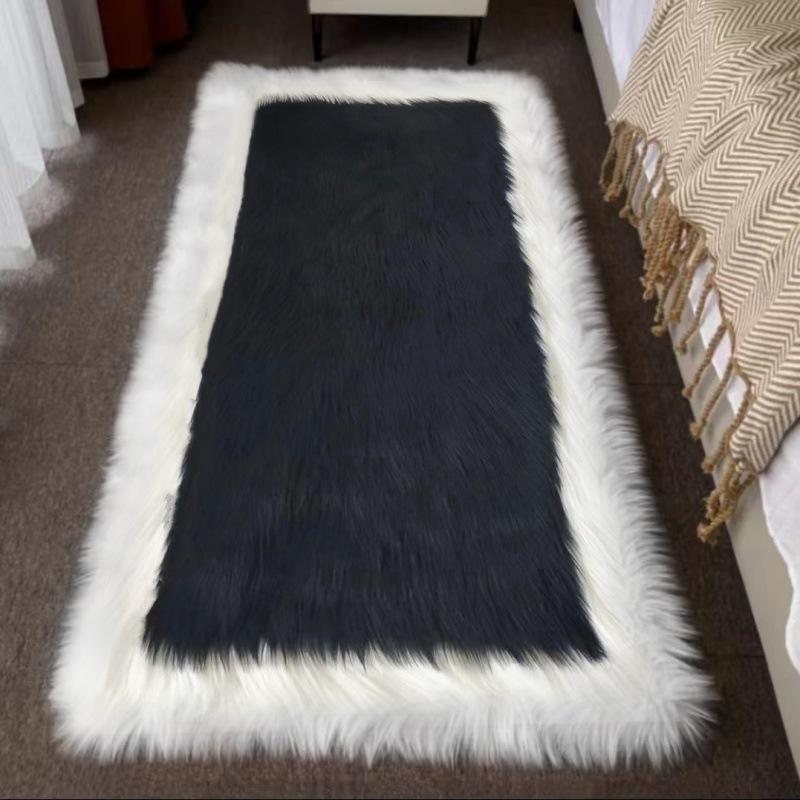 New Wave Faux Wool Rug: Bedroom, Living Room & Bay Window Mat with Long Pile