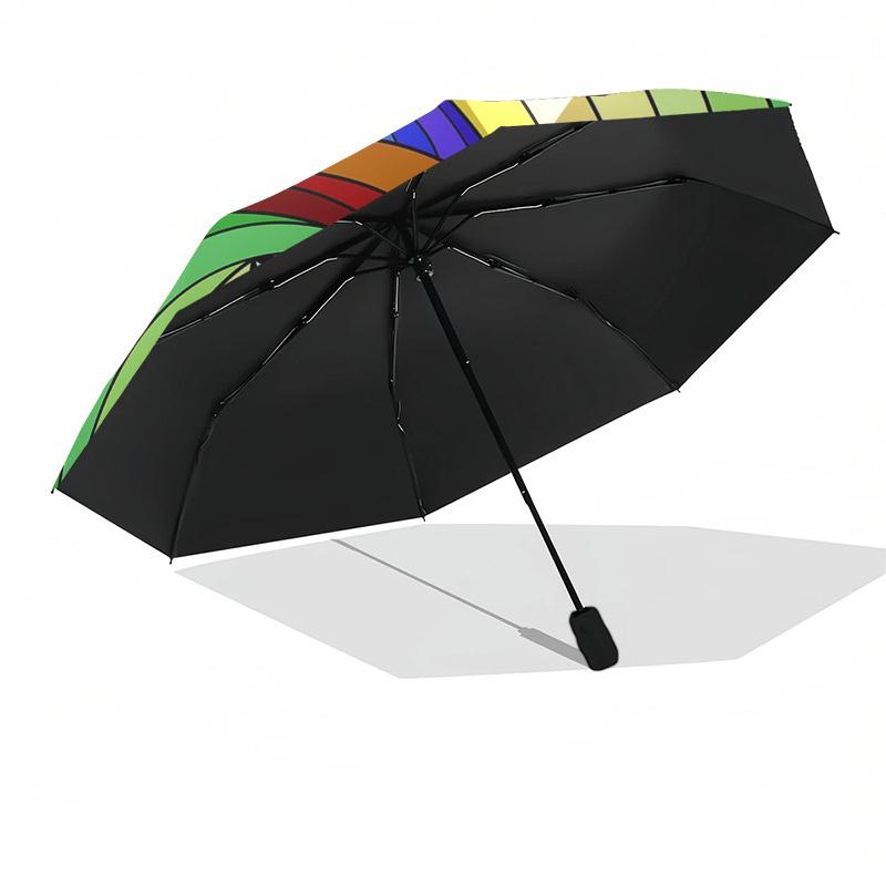 1pc Rainbow Spiral Automatic Opening/Closing Umbrella - Portable 3-Fold Design, 8-Bone Iron Frame Outdoor Umbrella, Festival Gift for Fans, Travelers,