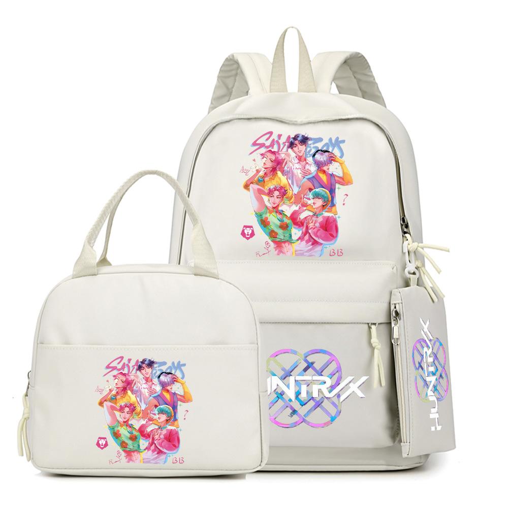 4-teiliges/Set Cartoon Anime K-Pop bedruckter Rucksack mit Federmäppchen Handtasche für Teenager Schüler Junge Mädchen Schultasche Schultasche Große Kapazität Reisetasche