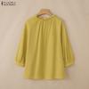 ZANZEA Women Lace Crochet Patchwork V-Neck Casual Long Sleeve Blouse