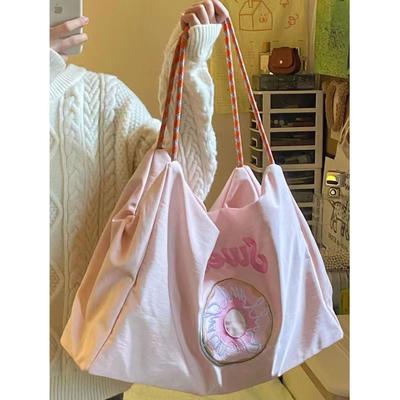 Spring Summer Embroidery Eco Single Shoulder Bag Double Layer Thickening Tote Bag Nylon Braided