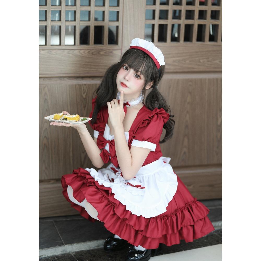 Cosplay Soft Girl Maid Dress Pure Cute Pink Maid Uniform Suit Role Play Skirt