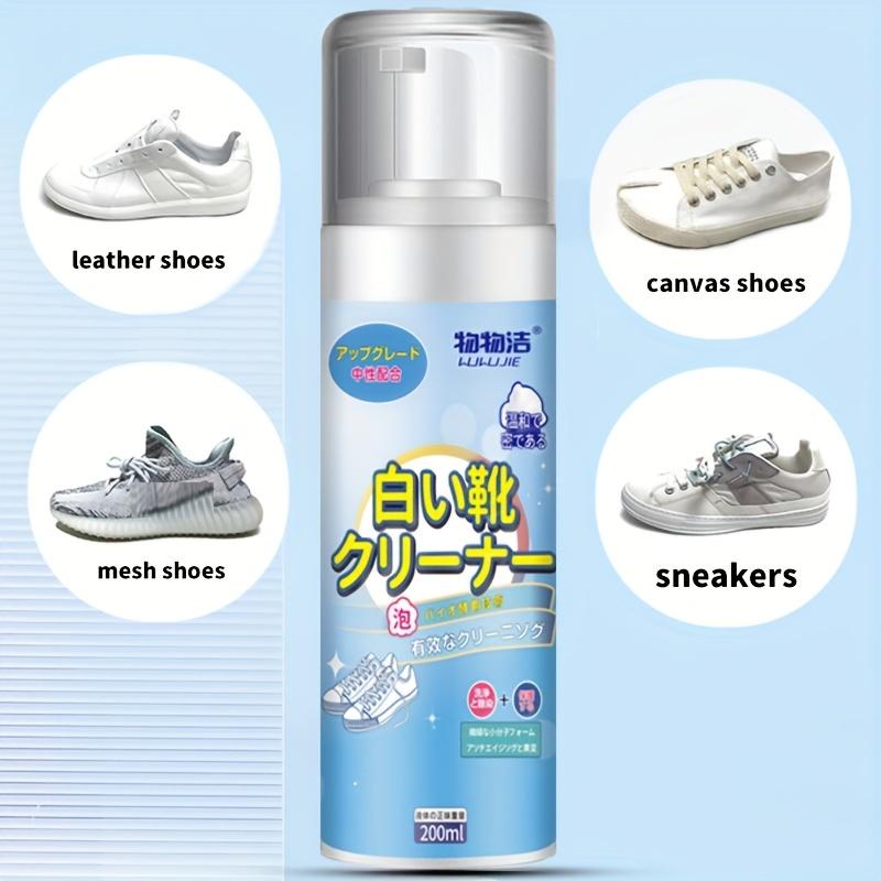Weißer Schuhschaumreiniger-200ml für Sneaker Canvas & Faux - Nicht ausspülen Formel, Fleckenentferner & Aufhellungsmousse Mühelose Reinigung