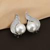 Korean Geometric Zircon Clip On Earrings for Women Exquisite Elegant Pearl Earrings Without Pierced Wedding Party Jewelry