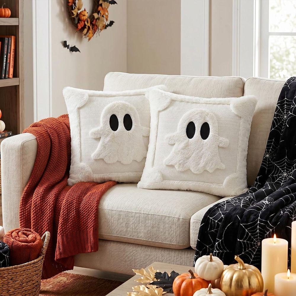 Square Throw Pillow Cover Washable Stuffed Pillow Case Soft Cushion Covers  Halloween