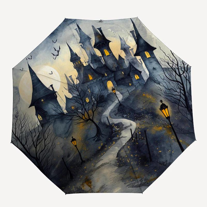 

1pc castle moonlight Pattern Umbrella Design Automatic Opening and Closing Umbrella, High-quality Travel Umbrella, Lightweight and Portable, -54