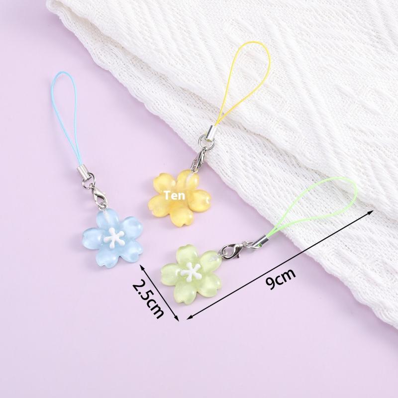 Creative Lovely Flower Phone Strap Sweet Jelly Color Sakura Keychain Pendant Cute Fashion Backpack Hanging Ornaments Couple Gift