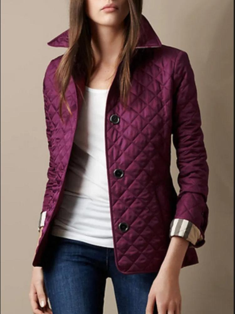 Damen Diamantsteppjacke mit Colorblock-Bündchen