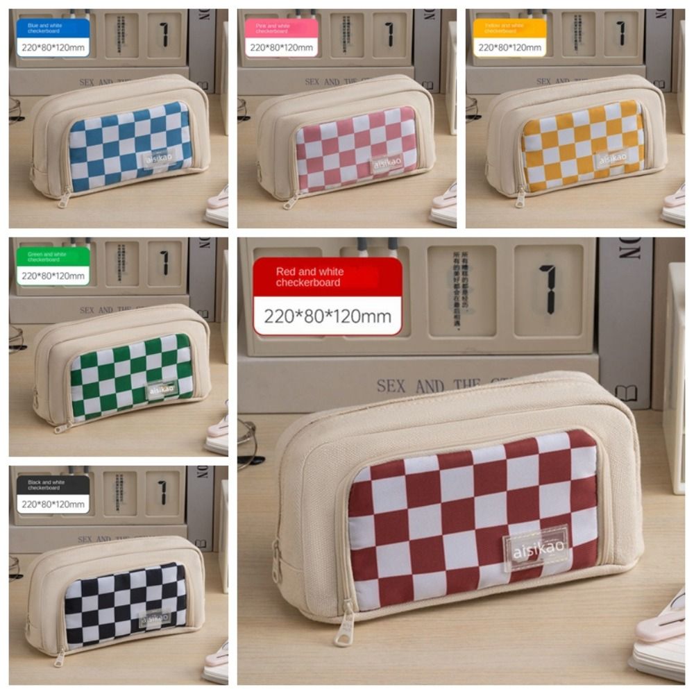 

Водонепроницаемый шахматный узор пенал моющийся сетчатый пенал детские подарки синий