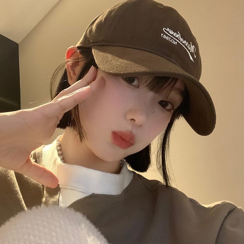 Coffee Baseball Hat for Women with American Style Large and Deep Wide Brim To Show Their Face Small Deep Top Korean Style