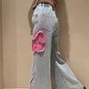 2025 Big Hot Deals Girls Fashion Spray-Painting Butterfly Denim Wide Leg Pants High Waist Korea Style Long Jeans Teens Trousers