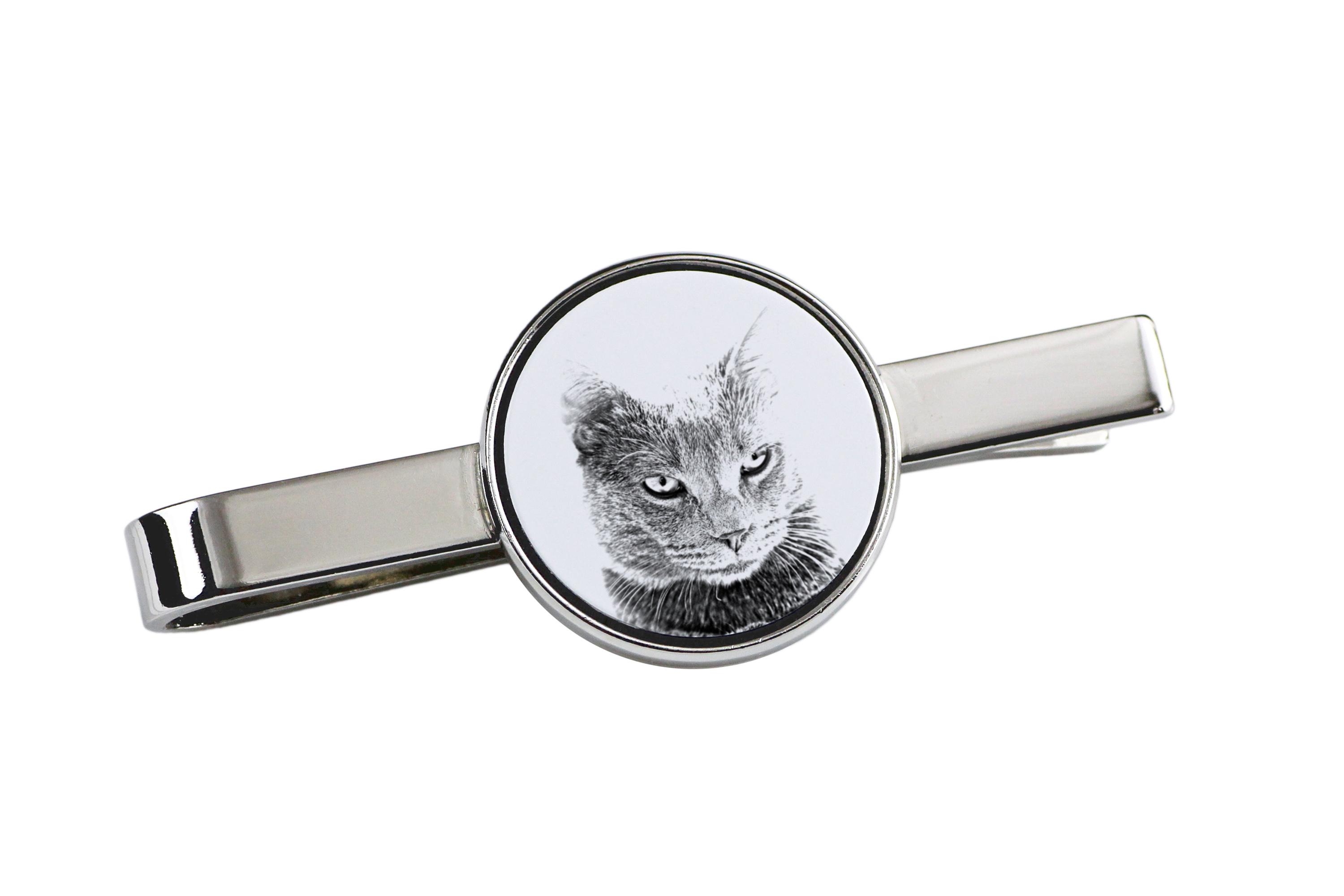 

Chartreux - cat tie clip, personalized tie clip, unique gift for men from Art-Dog brand срібний