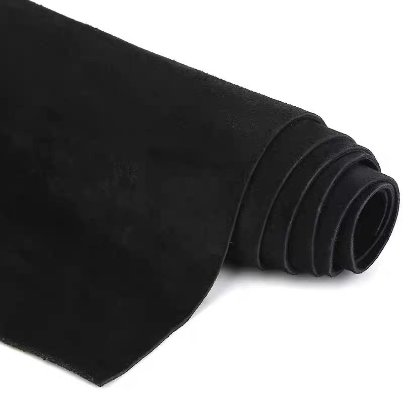 Handmade DIY leather material made of suede cowhide, suitable for both shoes and bags, dual-sided black split suede leather