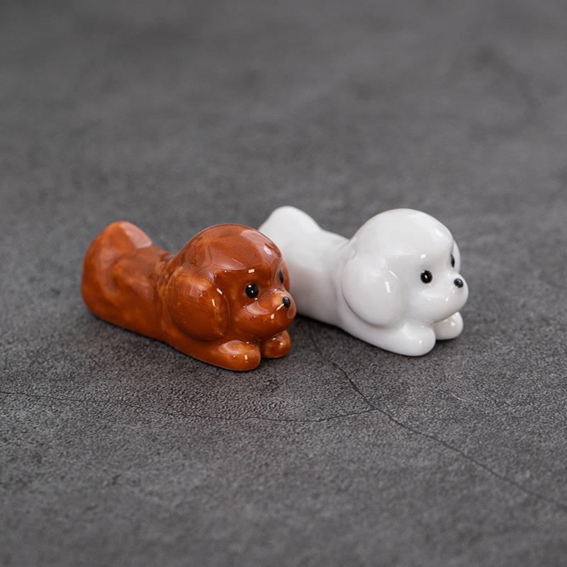 2pcs Cute Cartoon Dog Cat Ceramic Chopsticks Holder Chopstick Holder Stand Practical Fashion Chinese Kitchen Tableware Utensil