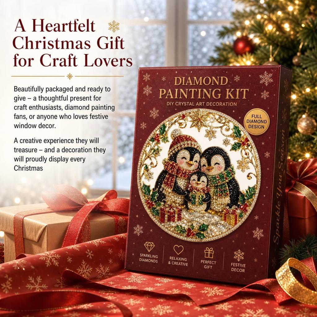Christmas Pearl Diamond Painting Suncatcher Kit DIY 5D Beaded Art 20CM B