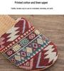 Women's Ethnic Diamond Pattern Cotton-Linen Headscarf Slippers - Large Size, Comfortable Home Footwear