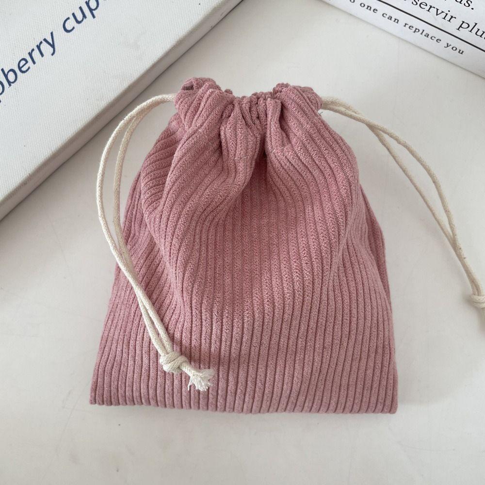 3PCS Solid Color Drawstring Cosmetic Bags Large Capacity Corduroy Gift Storage Bag Drawstring Style Durable Makeup Bag Outdoor