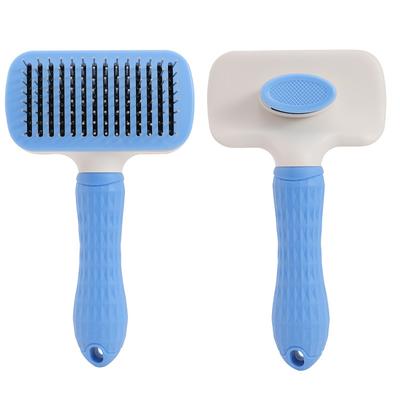 Pettine per animali domestici Forniture per la pulizia Spazzola Rimozione peli con un clic Pettine di bellezza per cani Rimozione peli in acciaio inossidabile Pettine autopulente per la rimozione dei peli
