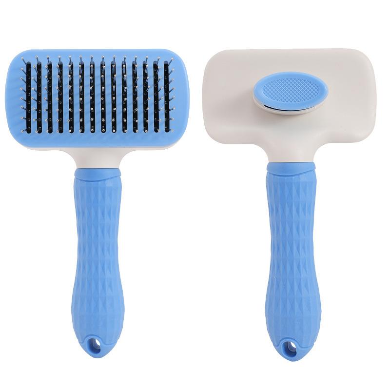 Pet comb Cleaning supplies Brush One-click hair removal Beauty dog comb Stainless steel hair removal Self-cleaning hair removal comb