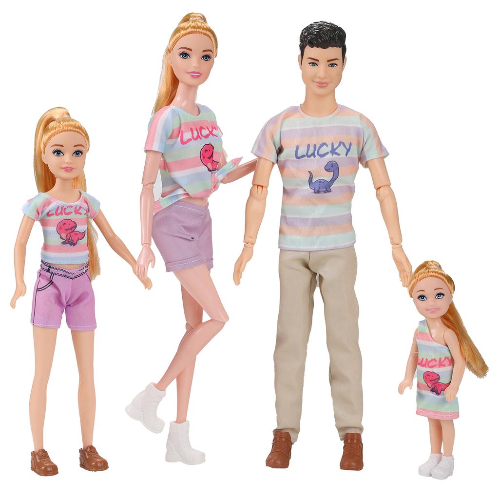 Famiglia 4 Pezzi Bambole Casa dei Giochi per Bambini Giocattolo Bambola Principessa Bambina Famiglia 4 Pezzi Grande Piccolo Modello Genitore-Figlio Fratello Sorella Modello Giocattolo