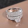 Light Luxury Inlaid Zircon Ring Ring for Women, Engagement Wedding Accessories, Fashionable and Shiny Two-piece Set