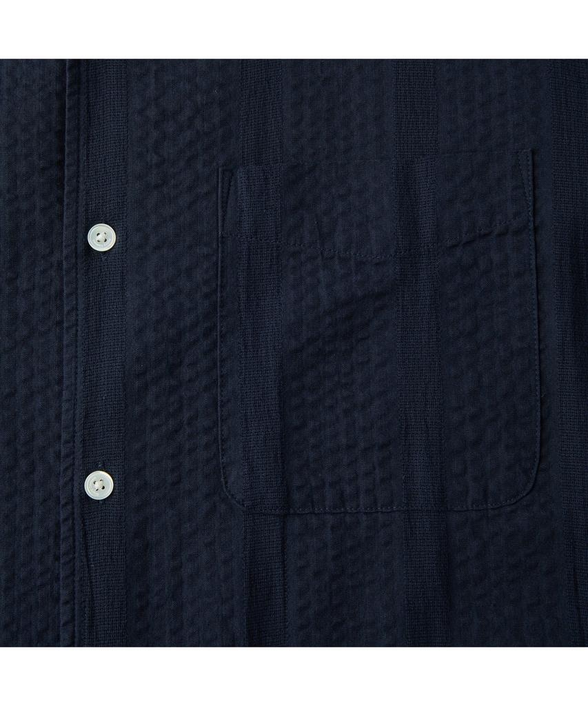 Henlikoteun [Imported Fabric] Open Collar Seersker Shirt (Comfort Fit) Ahsam26601Nyx