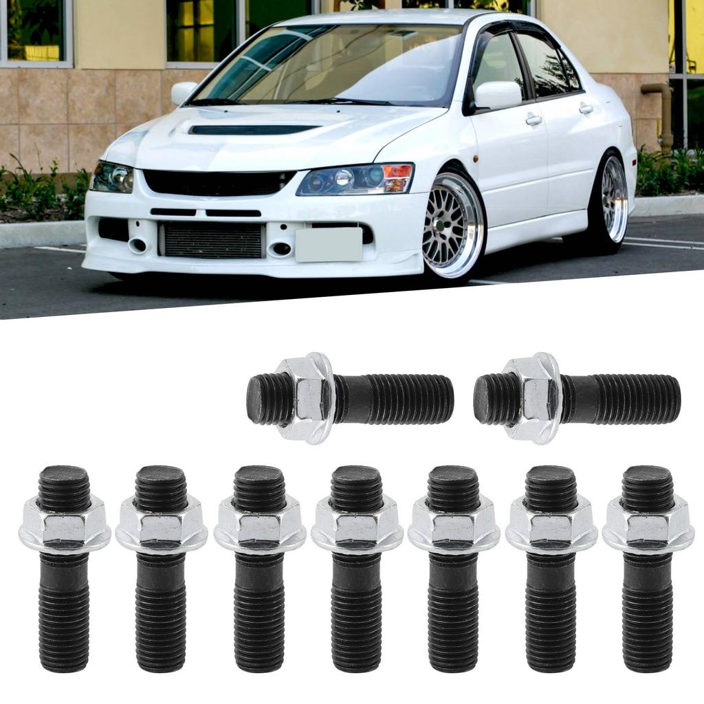 9Pcs M10x1.25 Turbo Studs Lock Nuts Kit Car Vehicle Accessory Fit for Mitsubishi