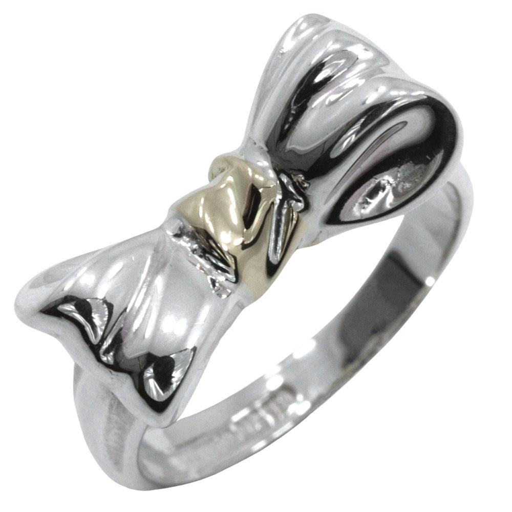 TIFFANY&Co. Ribbon Motif Ring K18 Yellow gold/Silver925 #4.9(US Size) Ribbon 3.4g Women Used