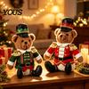 Rote Grüne Weihnachtsdekoration Soldat Bär Nussknacker Plüschfigur, Uniform Sitzend Britisch Thematisiert Spielzeugpuppe für Zuhause, Weiches Stofftier, Festlich