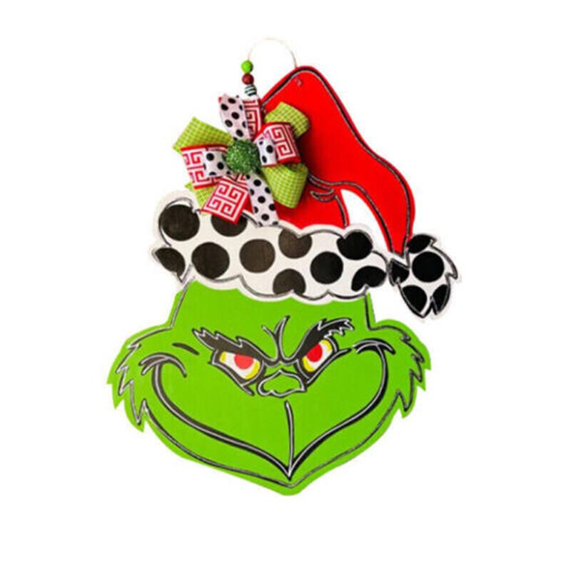 

Гринч Рождественский Деревянный Венок Входная Дверь Приветственный Знак Настенное Украшение Дома B