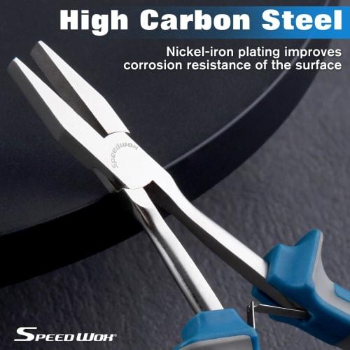 SPEEDWOX Long Reach Flat Pliers, Flat Nose Pliers, Mini, Perfect for Precision Work In Hard-to-Reach Spaces, Long, Slotless, Long Tip, Compact, Lightw