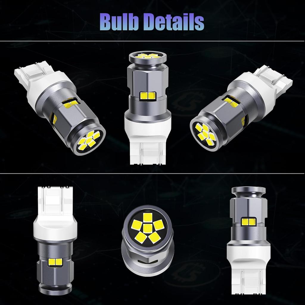 T20 7443 7440 LED Bulb, 6000K White, Pack of 2 | LED Replacement Light for Backup Reverse Turn Signal Brake Tail Lights Parking DRL Light