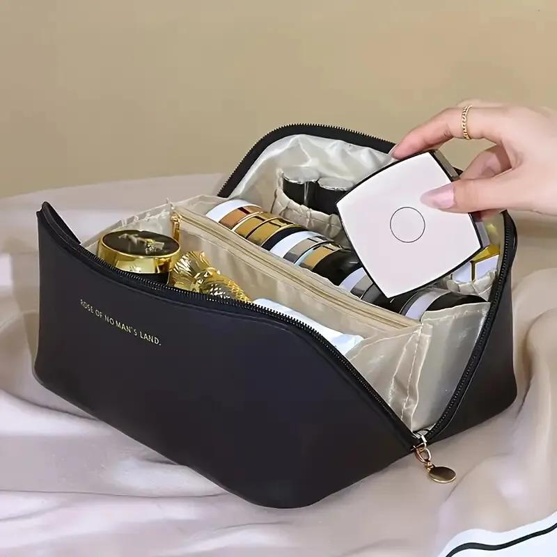 Travel Makeup Bag PU Pillow Cosmetic Bag Large Capacity Cosmetic Storage Bag Convenient Travel Wash Bag 1pc ziplock bag