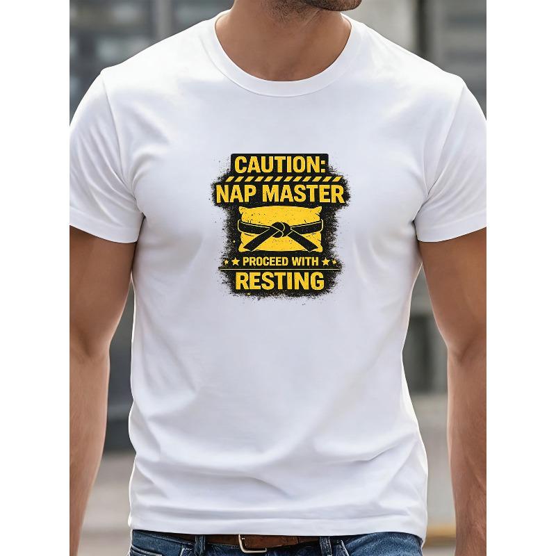 

European sizes Nap Master Theme Print | Lightweight and Comfortable Round-Neck Short-Sleeved Shirt for Men, Casual All-Season Wear 4XL