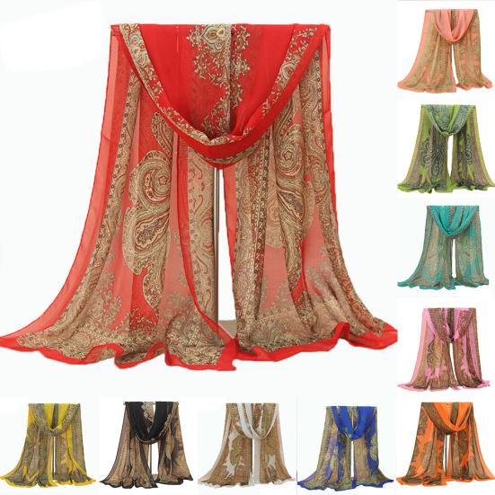 Sciarpa Lunga Morbida in Chiffon Floreale da Donna, Coprispalle Trasparente, Stola, Regalo