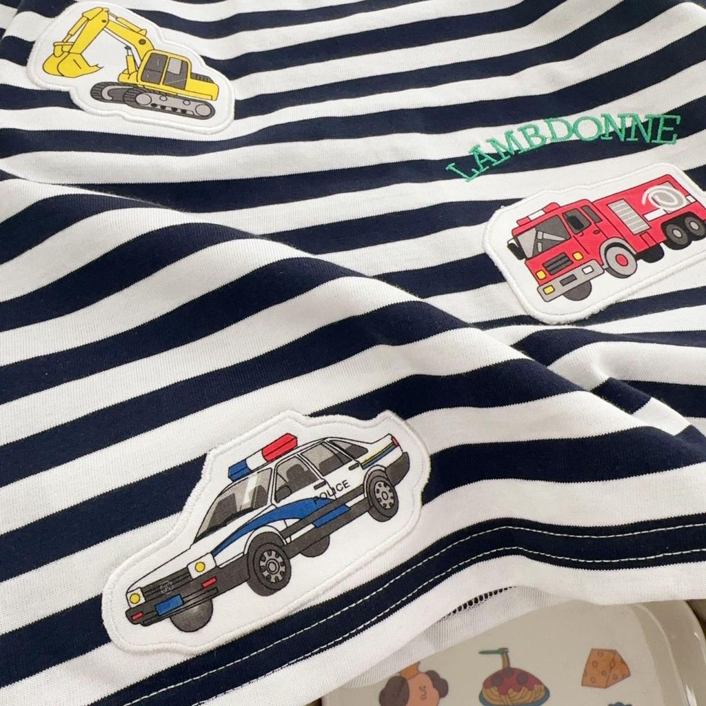 2026 Spring Arrival: Girls' Cartoon Stripe Long Sleeve T-shirt for Small & Medium Kids