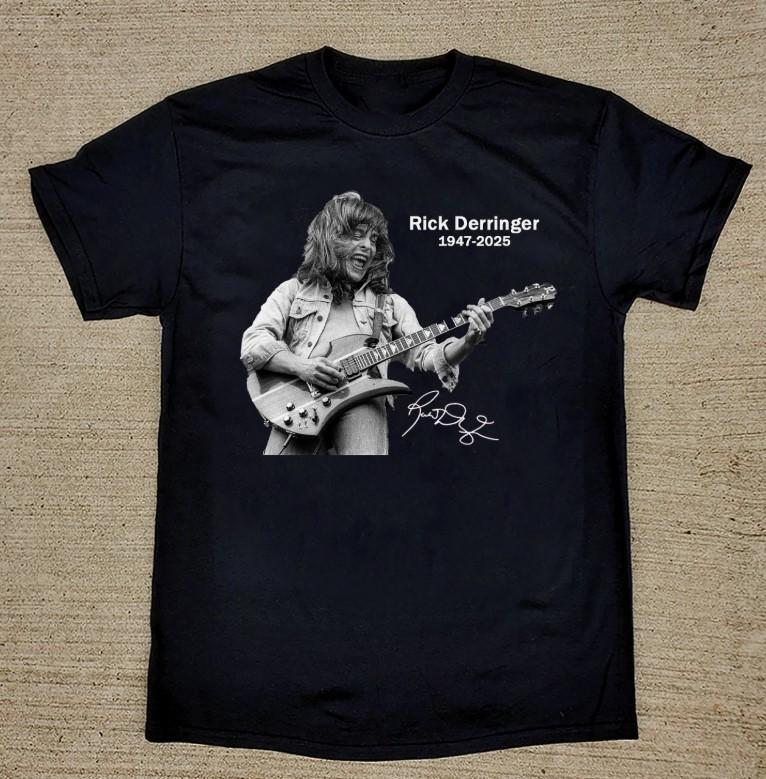 Legend Rick Derringer 1947-2025 Signature T Shirt Black All Size Unisex T-Shirt S