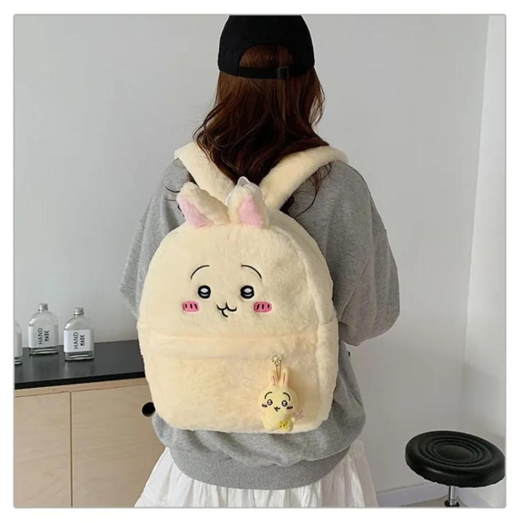 Cute Usagi Chiikawa Cartoon Backpack Skin-friendly Fluff Large Capacity Kawaii School Bag Girl New Style Sweetness Gifts