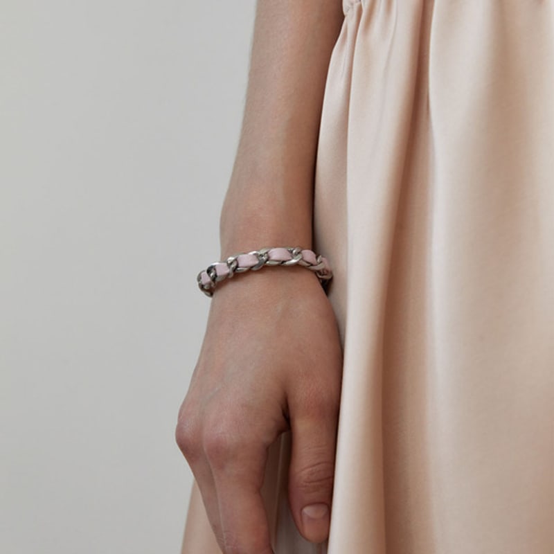 LOVE ME MONSTER Chic Leather Ribbon Chain Bracelet (L243MBC010)