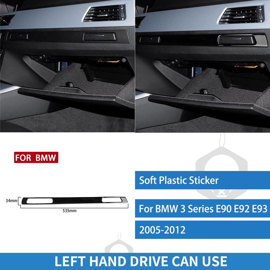 For BMW 3 Series E90 E92 E93 2005-2012 Dashboard Co-pilot Trim Panel Cover Soft Piano Black Stickers Car Interior Accessories Piano Black LHD