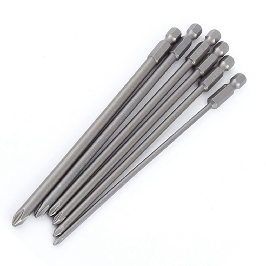 6Pcs Shank 1 4  S2 Steel 150mm Magnetic Screwdriver Bit Set Cross Head Bit Tool