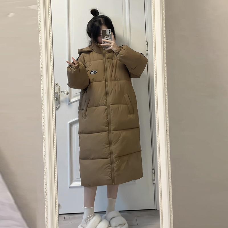 Loose women's cotton clothes medium and long academic style thickened over the knee bread clothes jacket couple casual fashion