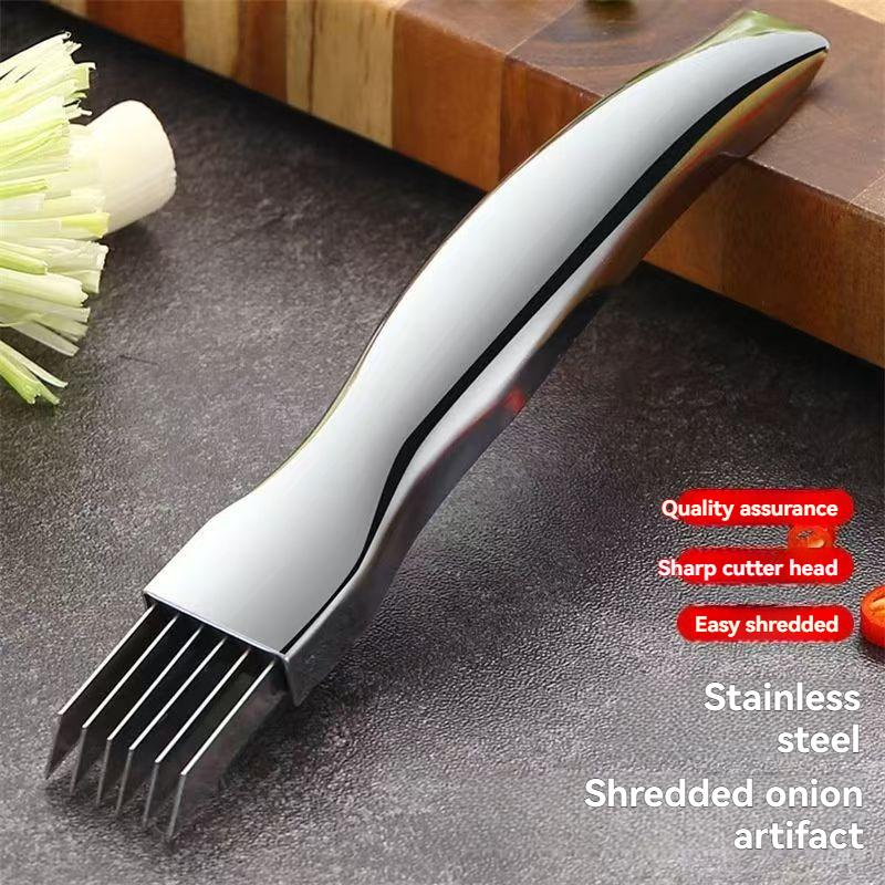 3pcs/Multifunctional Stainless Steel Kitchen Meat Cutter, Chopped Green Onion and Garlic Slicer, Household Vegetable Cutting Too
