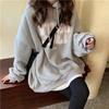 Women Long Sleeve Hooded O Neck Loose Pullovers Female Tops Solid Color Sweatshirts