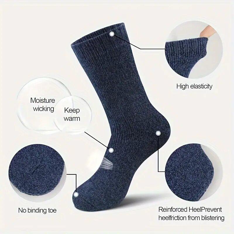 3 Pairs Winter Warm Thick Towel Bottom Man Socks Wool Male Socks Slipper Socks Merino Wool Socks Against Cold Snow Socks