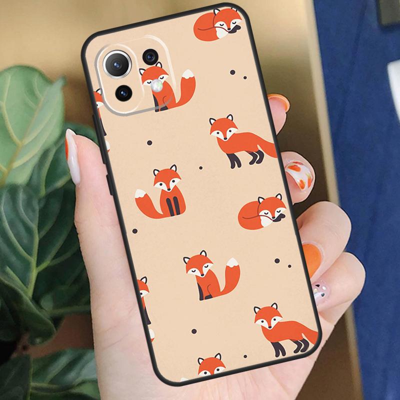 Cartoon-Füchse Tierhülle Für Xiaomi 15 14 Ultra 13T 14T 15T Pro 17 Pro Max POCO X7 Pro X5 X6 F5 F6 F7 F8 Hülle