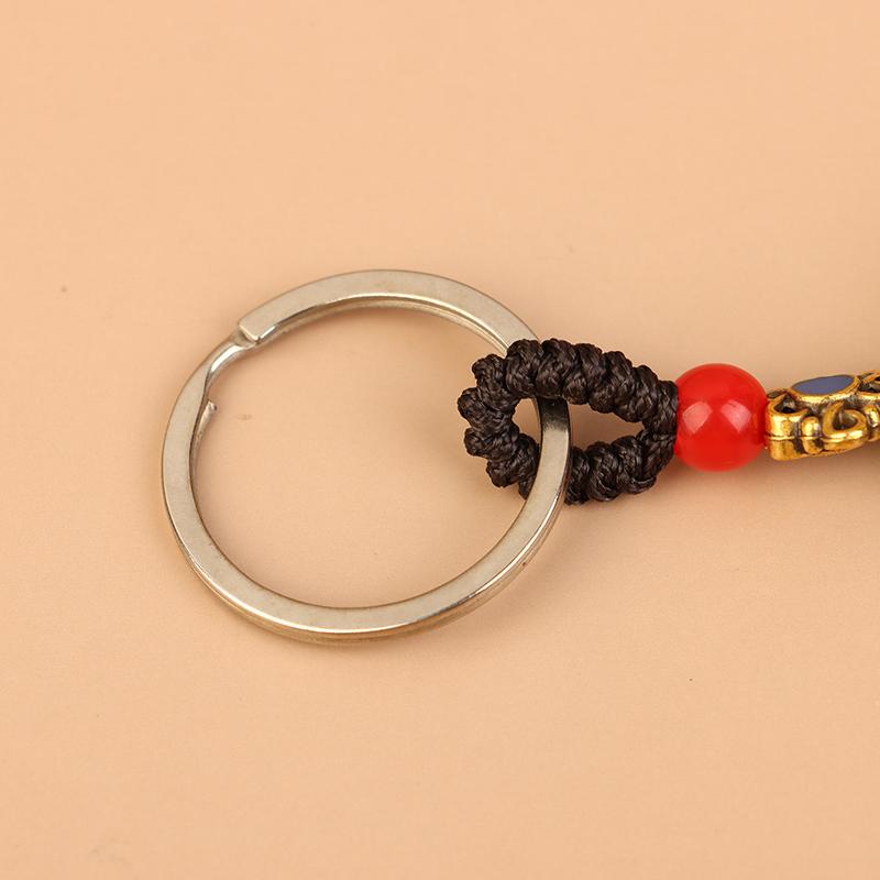 Chinese Lucky Horse Car Keychain Zodiac Brass Gourd Five Emperors Money Key Chain Metal Feng Shui Coins Lucky Key Ring