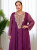 Plus Size V-neck Lace Dress with Sequin Embroidery - Flattering, Loose-Fit Muslim Formal Attire
