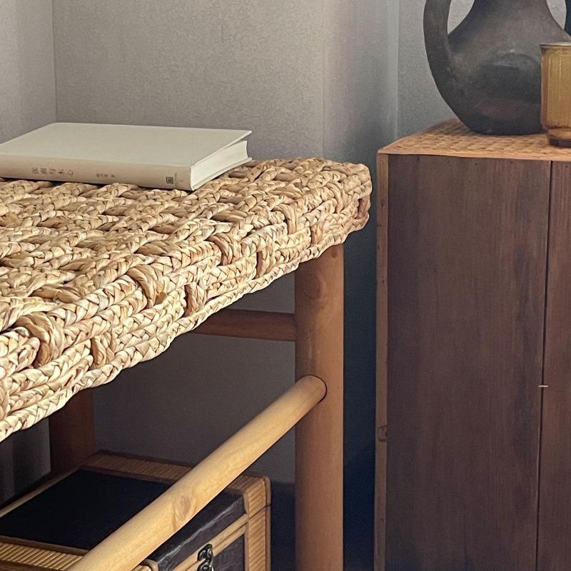 Solid Wood Stools Nordic Living Room Rattan Bench Entrance Hall Square Shoe Change Stool Modern Home Decoration Furniture