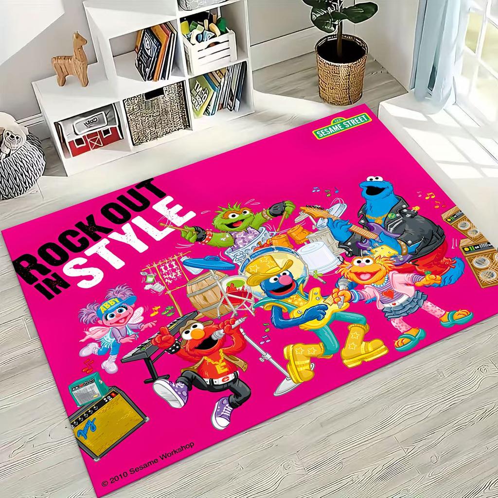 3D S-Sesam Cartoon Kunst Teppich für Schlafzimmer Wohnzimmer Sofa Zuhause Fußmatte Dekor,Große Kinder Spiel Rutschfeste Bodenmatte